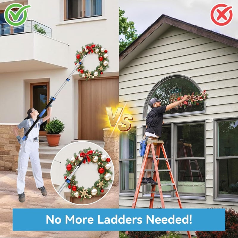 FixOasis 【Upgrade Anti Rotation】5-16 Ft Telescopic Christmas Light Extension Pole,Christmas Light Installation Tools,Christmas Light Extension Pole For Multi-Purpose Light Installation,String Lights,Birdfeeder - Image 2